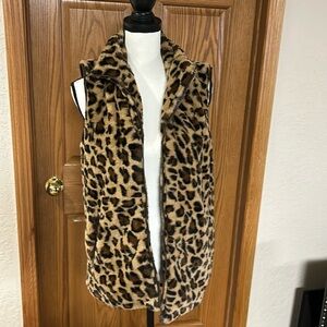 Sherpa Animal Print Oversized Vest